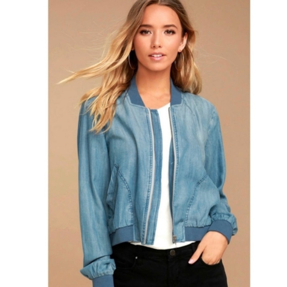 Cloth&Stone Tencel Chambray Bomber Jacket. XS